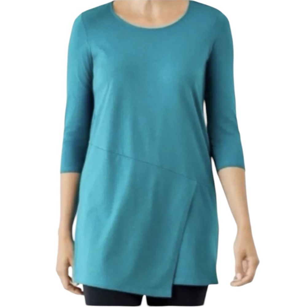 Pure Jill J. Jill Women’s Teal 3/4 Sleeve Wrap Tunic Top  Sz‎ M
